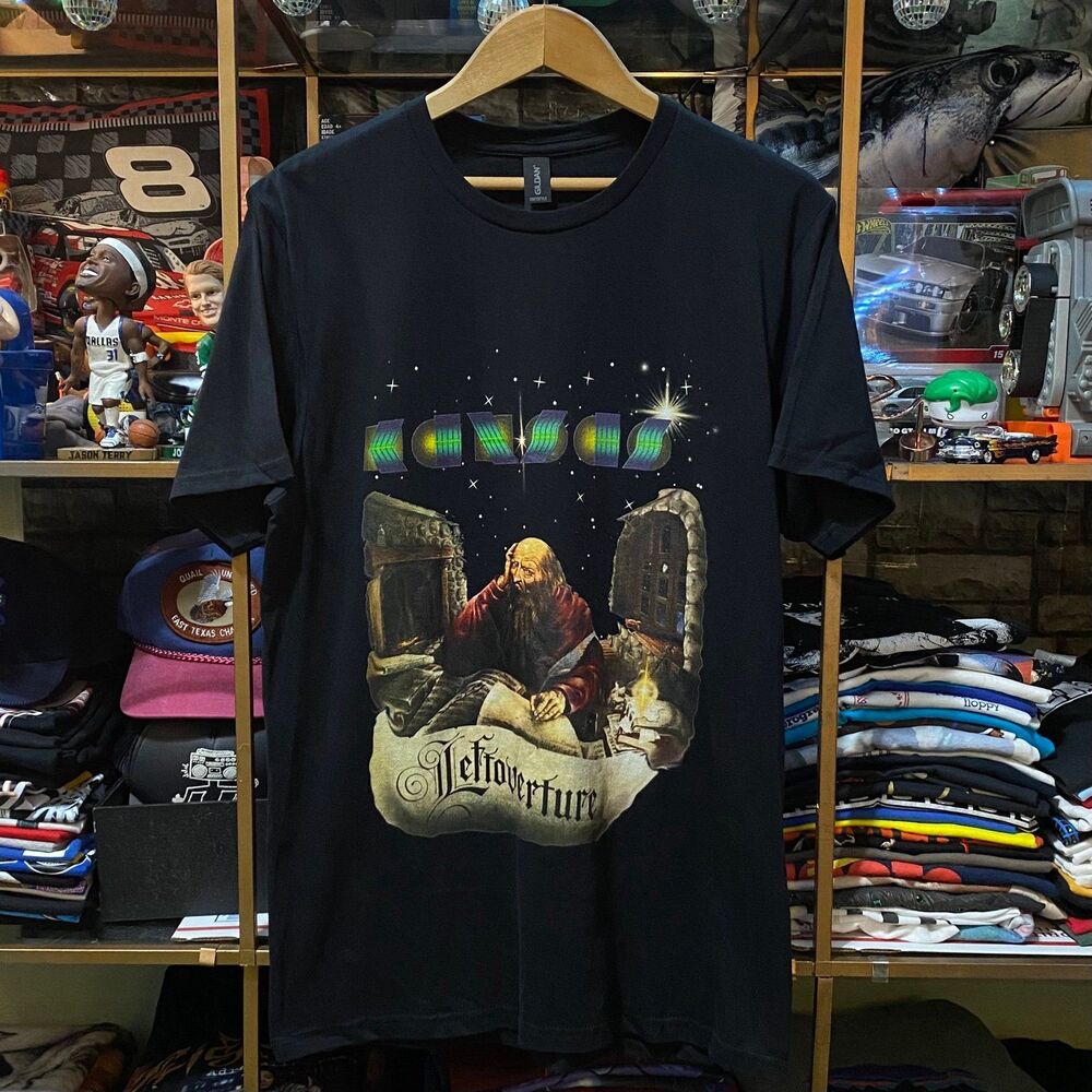 Kansas Band Leftoverture Album Graphic T Shirt Black Gildan Softstyle Size M